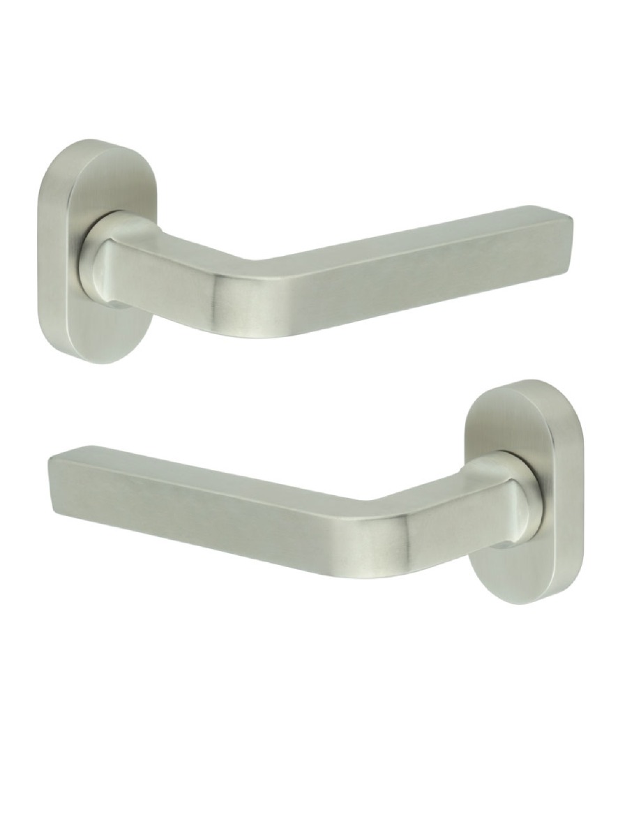 CR-104 Satin Stainless Steel Multi Point Oval Rose Door Handle CR-104C4SSS by Frelan