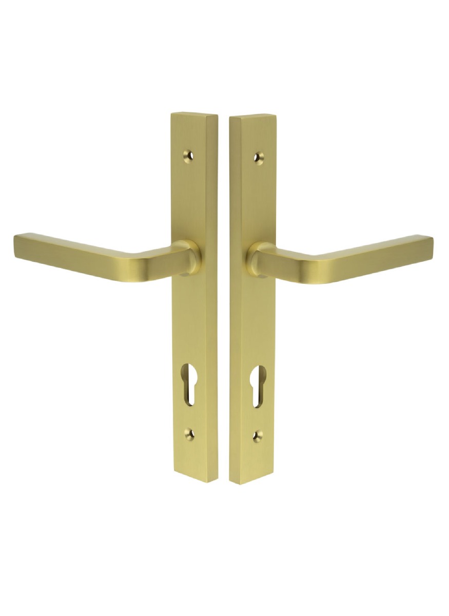 CR-104 Satin Brass Multi Point Backplate Door Handle CR-104G4SB by Frelan