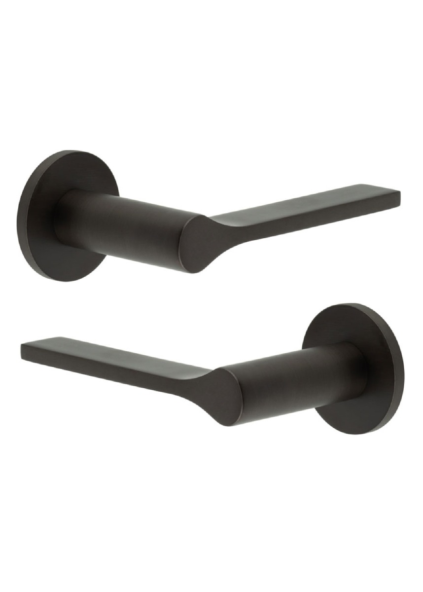 CR-105 Dark Bronze Door Handle on Sprung Round Rose CR-105A1DB by Frelan