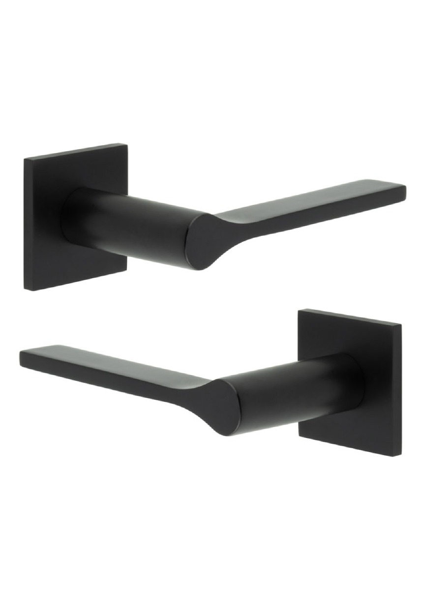 CR-105 Black Door Handle on Sprung Square Rose CR-105B1MB by Frelan