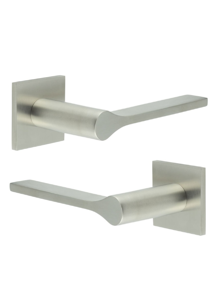 CR-105 Satin Stainless Steel Door Handle on Sprung Square Rose CR-105B1SSS by Frelan