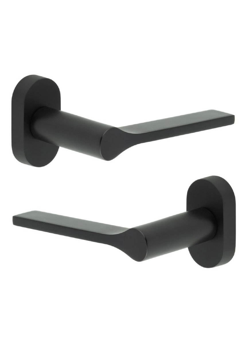 CR-105 Black Multi Point Oval Rose Door Handle CR-105C4MB by Frelan