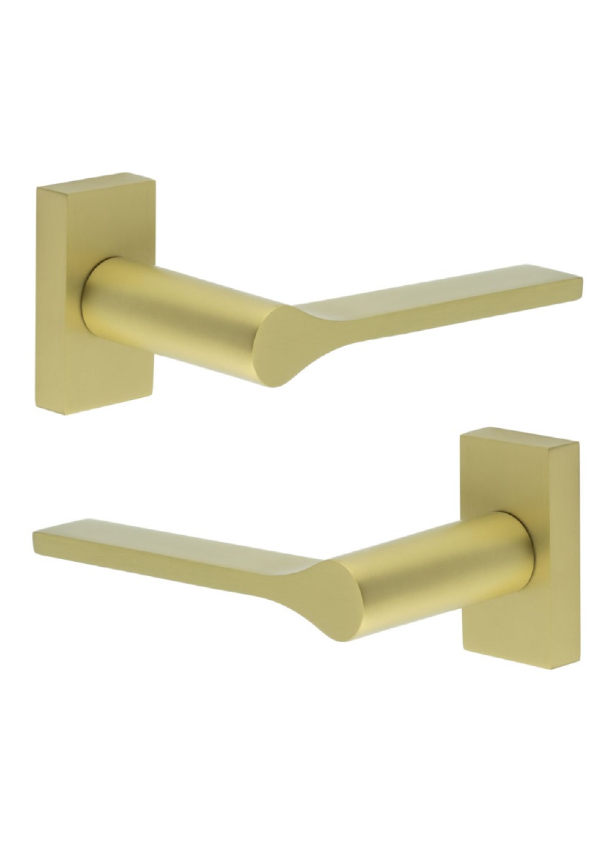 CR-105 Satin Brass Multi Point Rectangular Rose Door Handle CR-105D4SB by Frelan