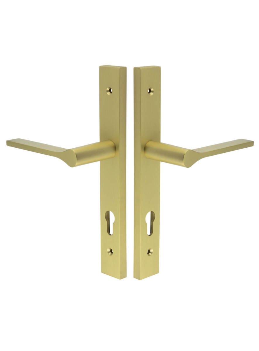 CR-105 Satin Brass Multi Point Backplate Door Handle CR-105G4SB by Frelan