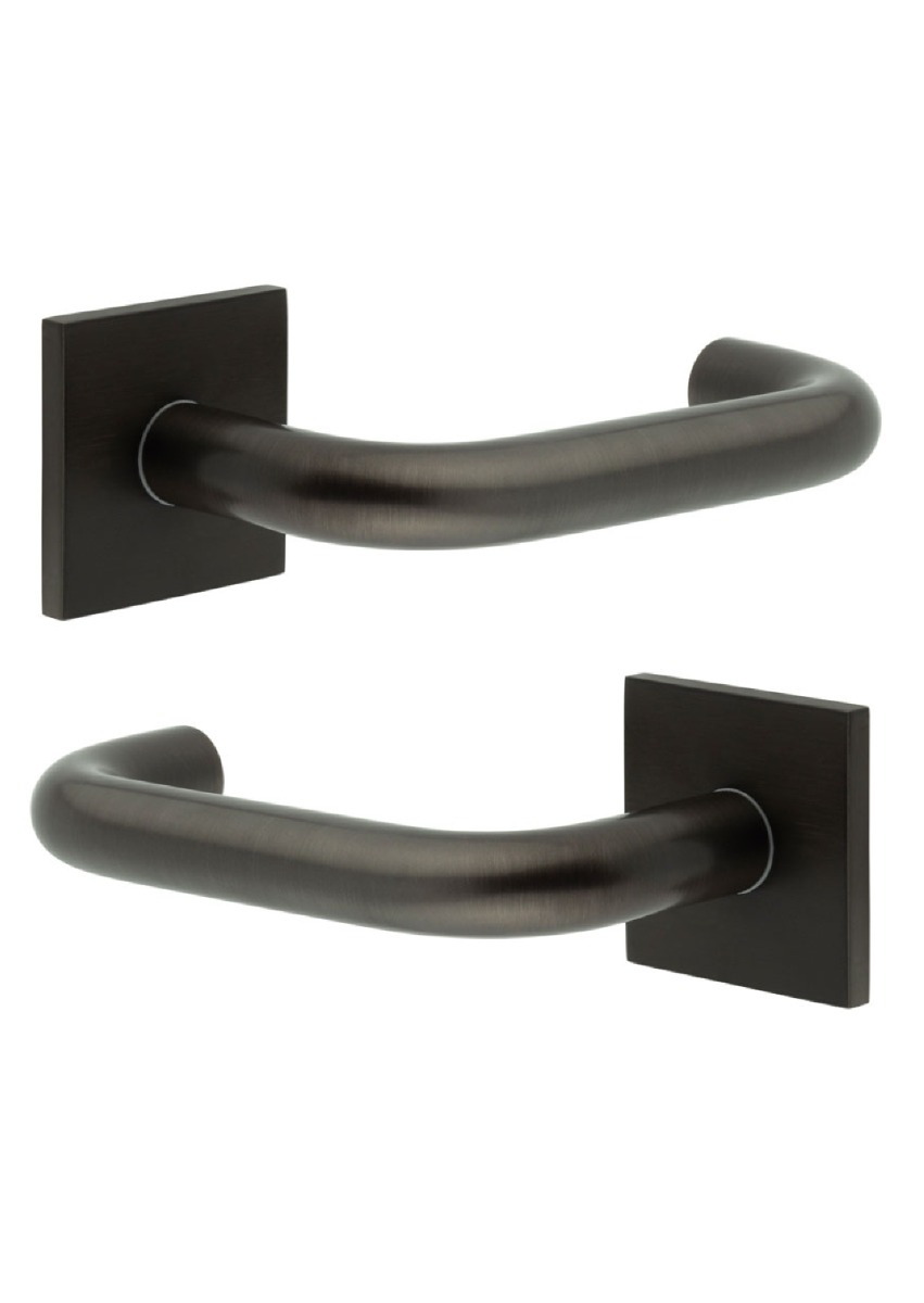 CR-106 Dark Bronze Door Handle on Unsprung Square Rose CR-106B2DB by Frelan