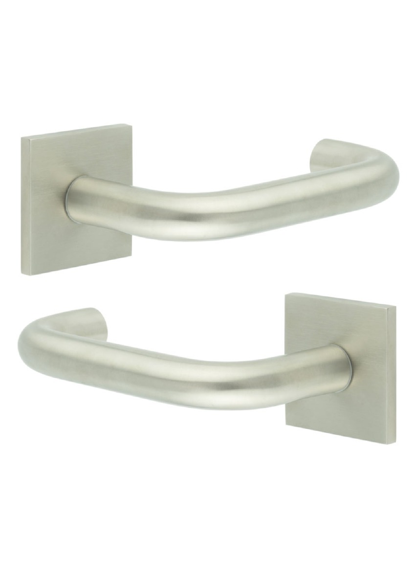 CR-106 Satin Stainless Steel Door Handle on Unsprung Square Rose CR-106B2SSS by Frelan