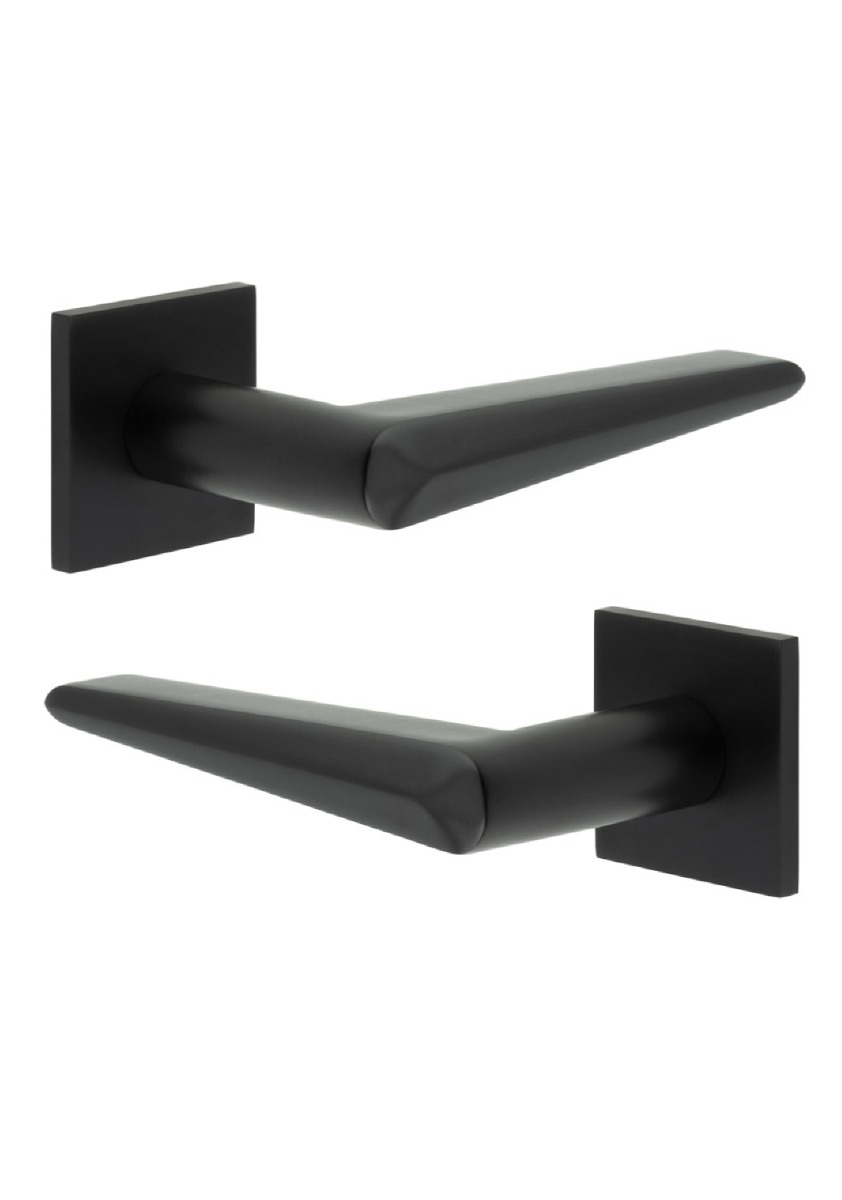 CR-107 Black Door Handle on Sprung Square Rose CR-107B1MB by Frelan