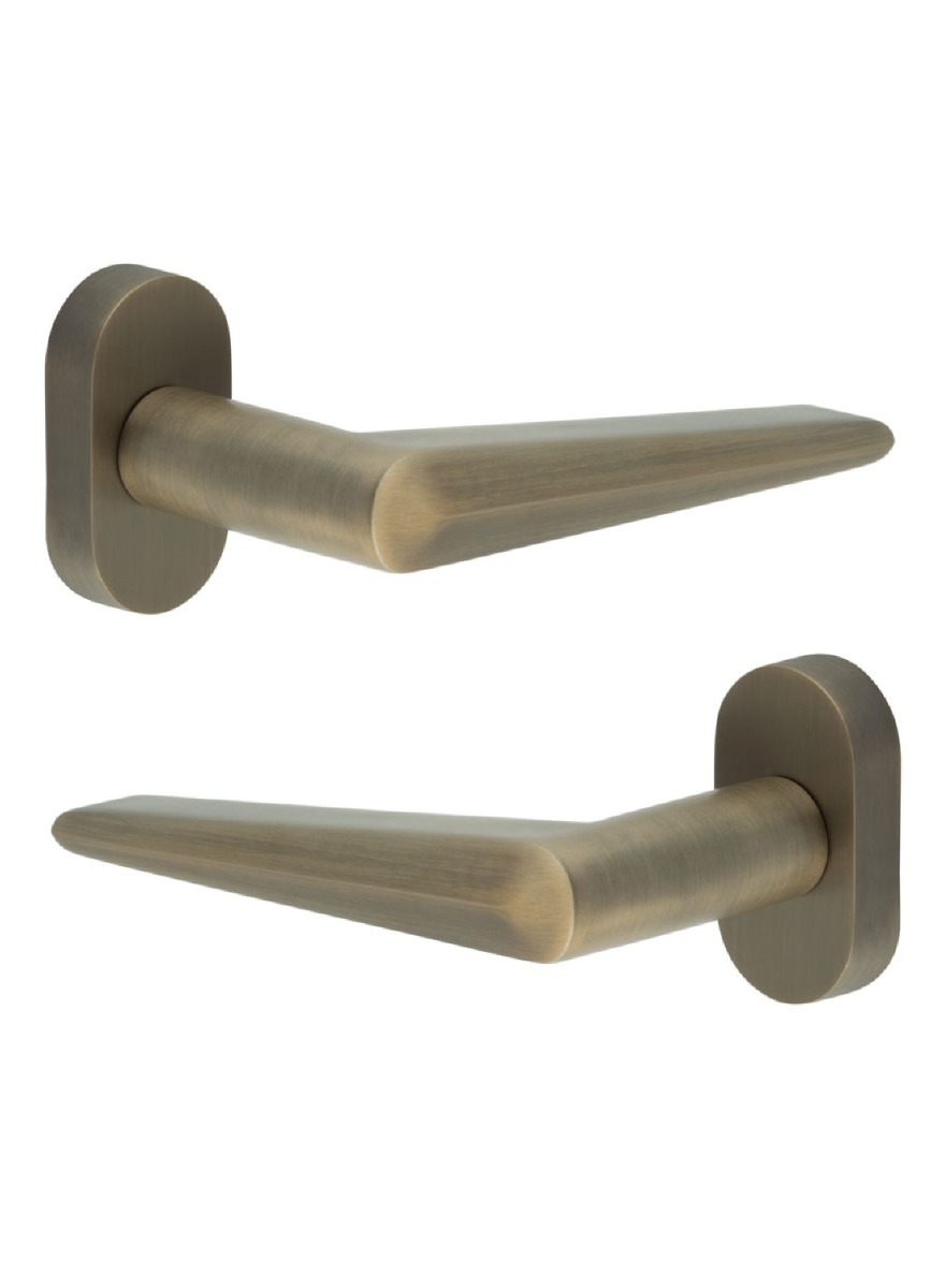 CR-107 Antique Brass Multi Point Oval Rose Door Handle CR-107C4AB by Frelan