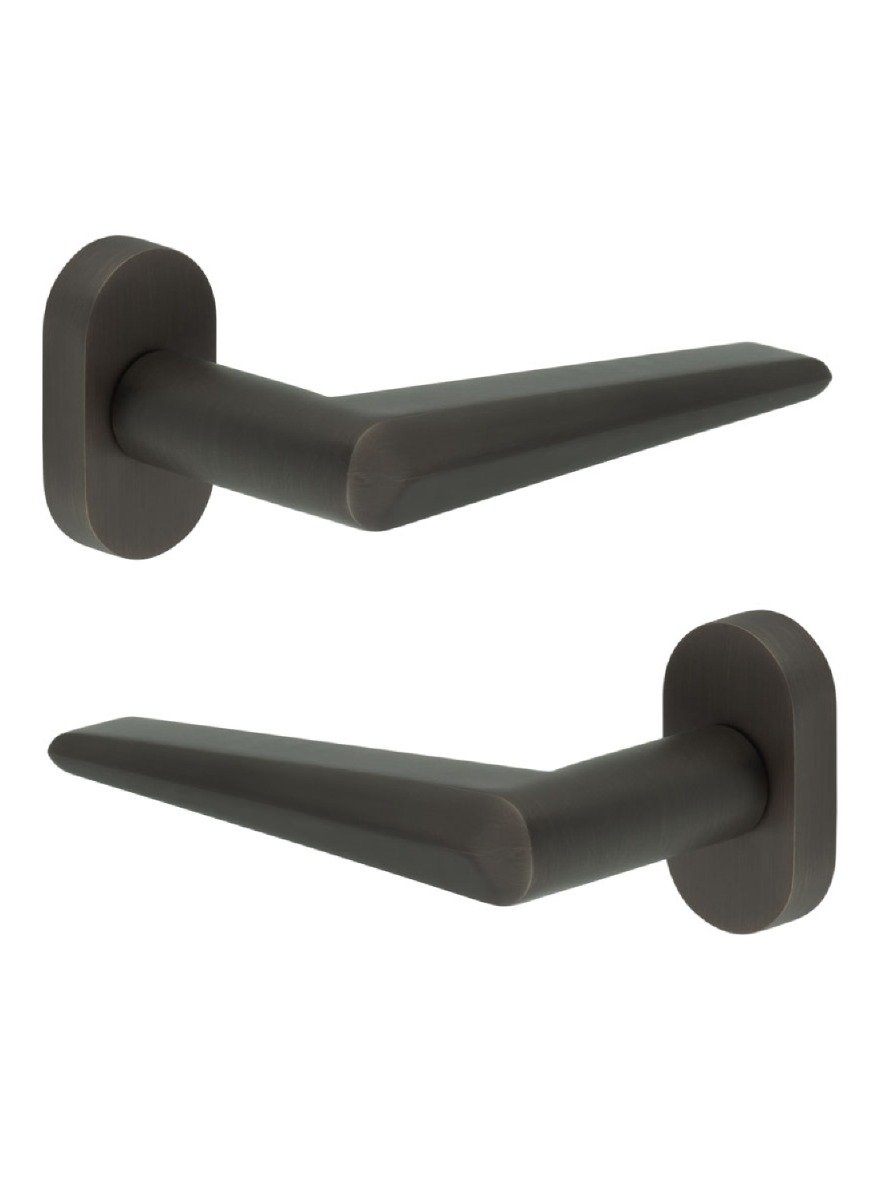 CR-107 Dark Bronze Multi Point Oval Rose Door Handle CR-107C4DB by Frelan