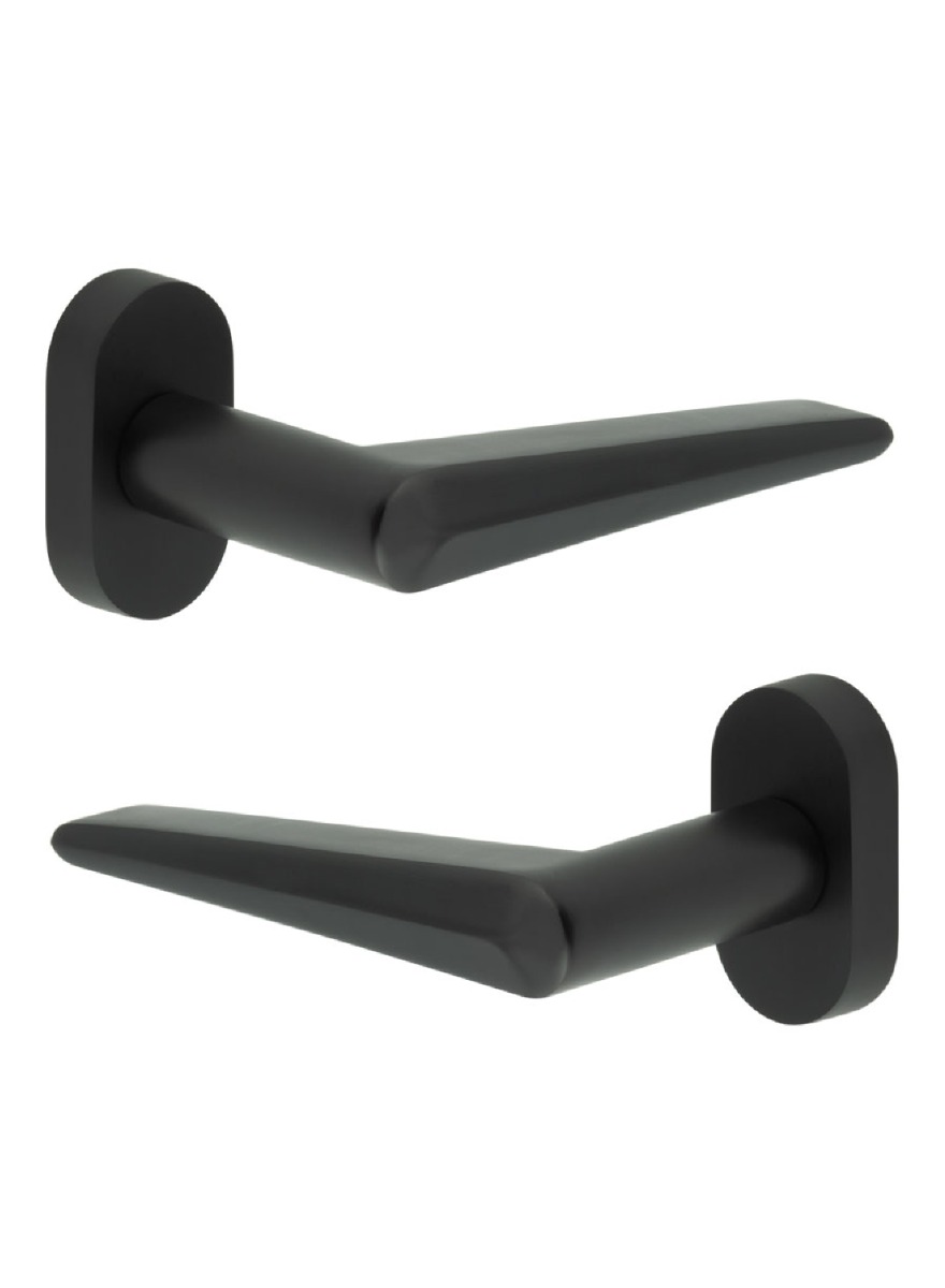 CR-107 Black Multi Point Oval Rose Door Handle CR-107C4MB by Frelan