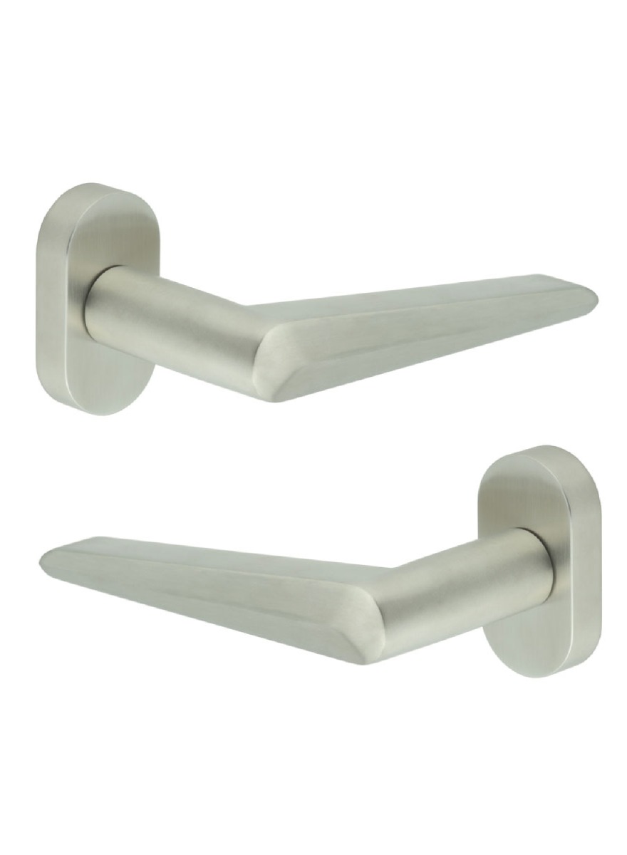 CR-107 Satin Stainless Steel Multi Point Oval Rose Door Handle CR-107C4SSS by Frelan