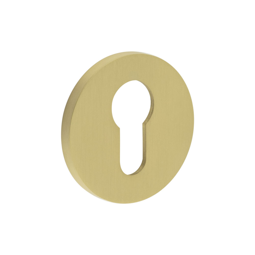 CR-S10 Satin Brass Euro Keyway Round Rose Escutcheon CR-S10SB by Frelan