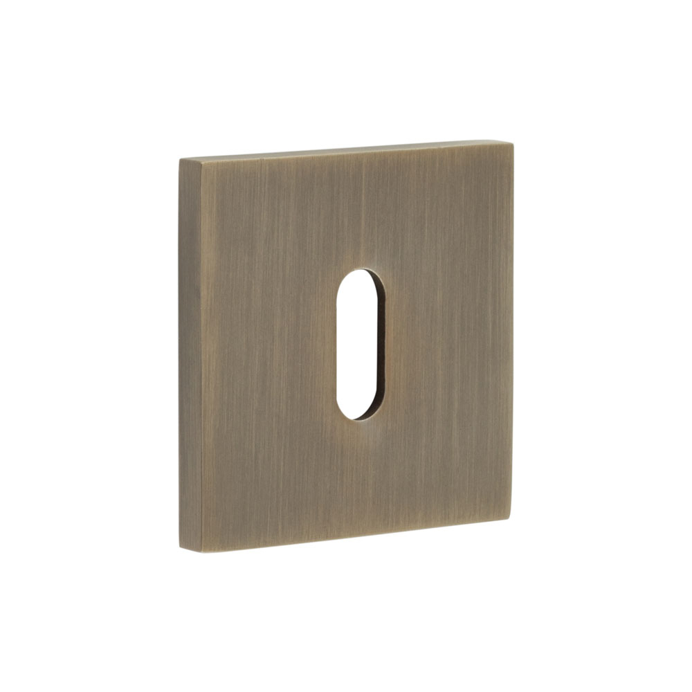 CR-T10 Antique Brass Standard Keyway Square Rose Escutcheon CR-T10AB by Frelan
