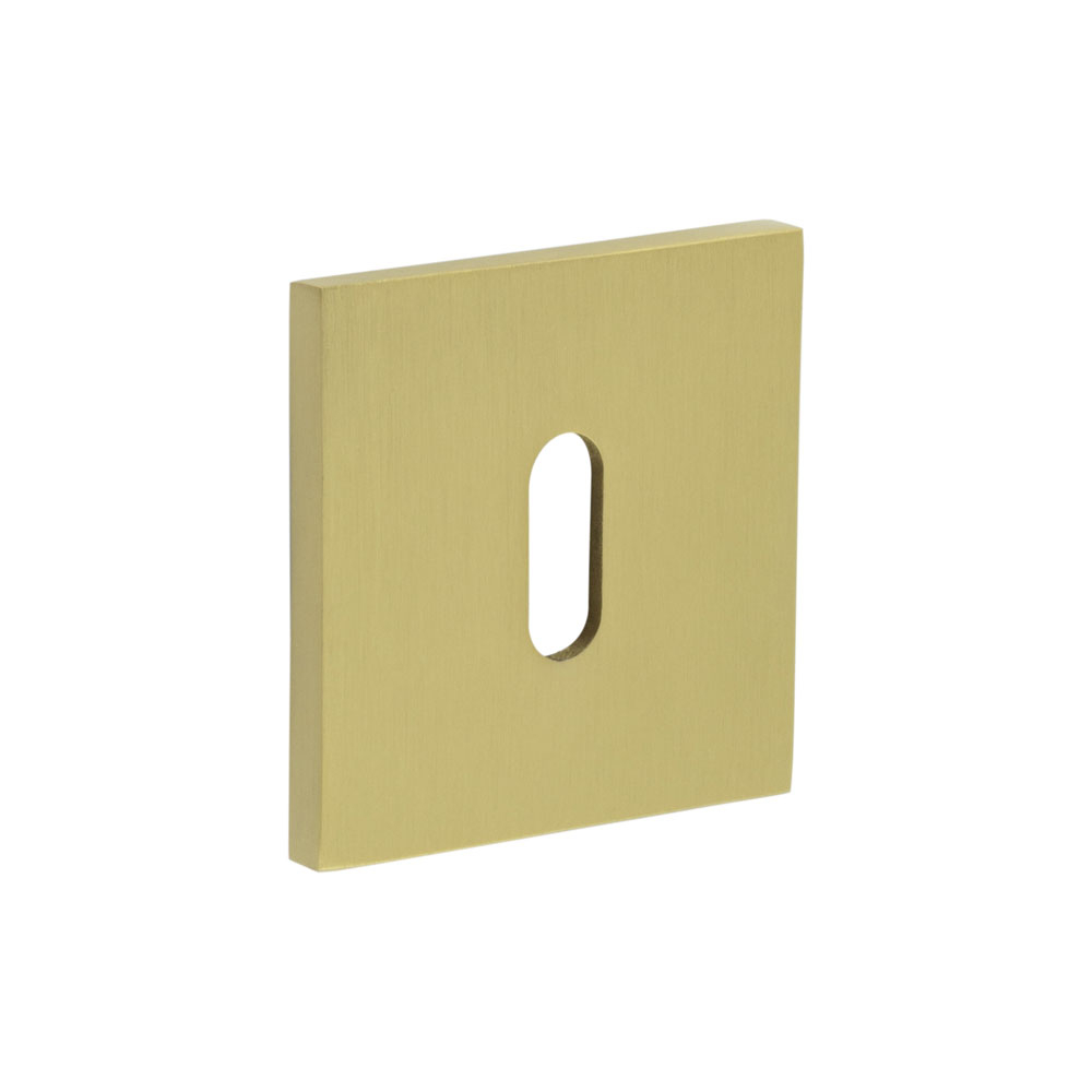 CR-T10 Satin Brass Standard Keyway Square Rose Escutcheon CR-T10SB by Frelan