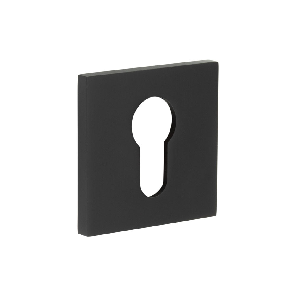 CR-T10 Black Euro Keyway Square Rose Escutcheon CR-U10MB by Frelan