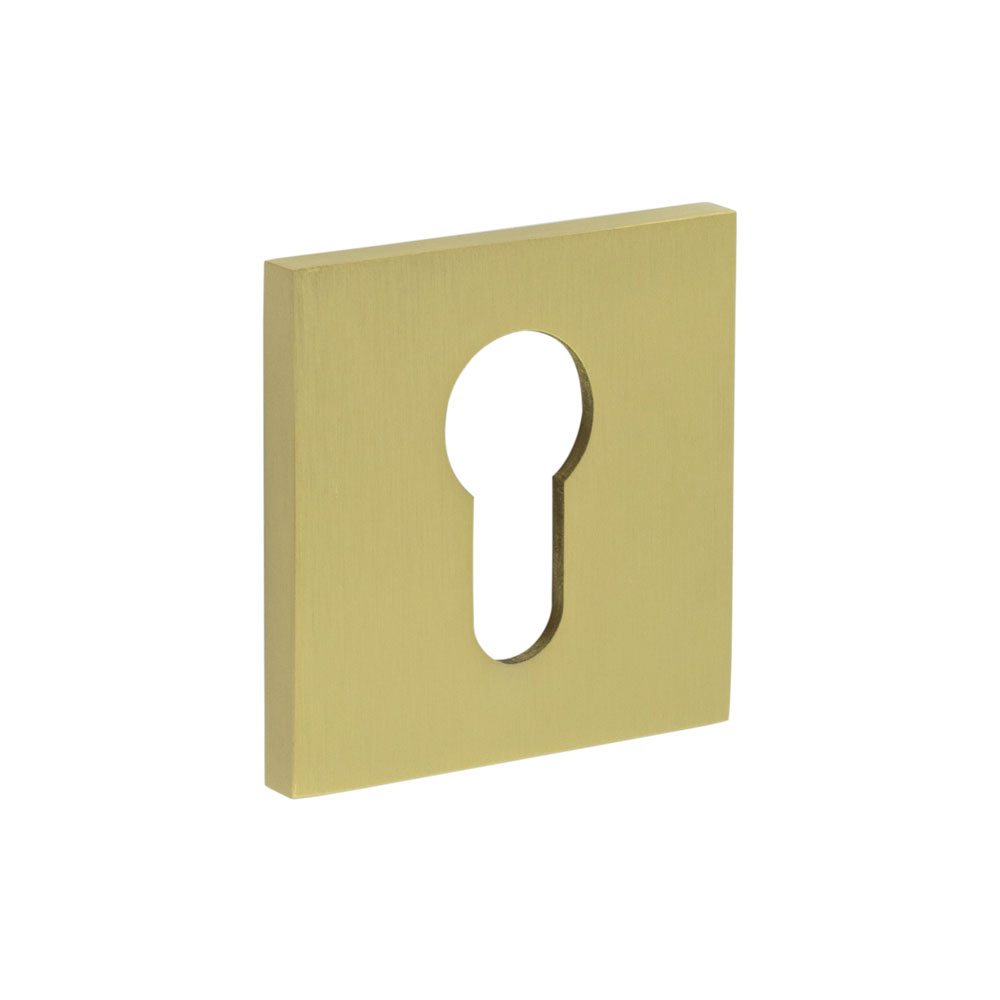 CR-T10 Satin Brass Euro Keyway Square Rose Escutcheon CR-U10SB by Frelan