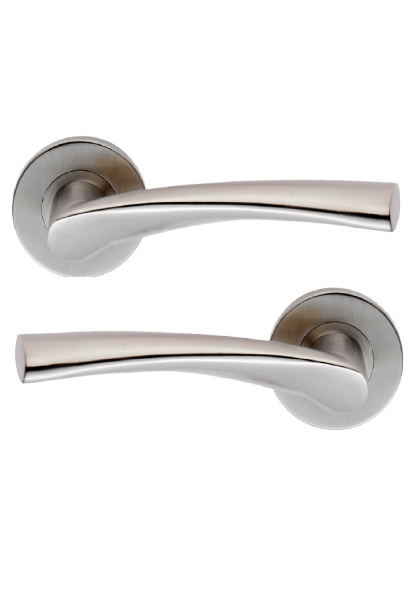 Eurospec CSL1121SSS Steelworx Designer Lever On Concealed Fix Sprung Round Rose G304 52mm Satin Stainless Steel