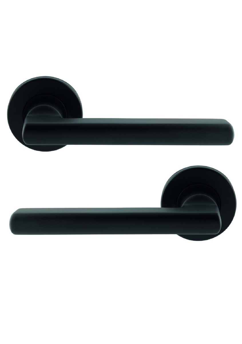 Eurospec Carlton Door Hnadle on Sprung Rose CSL1134MB Matt Black