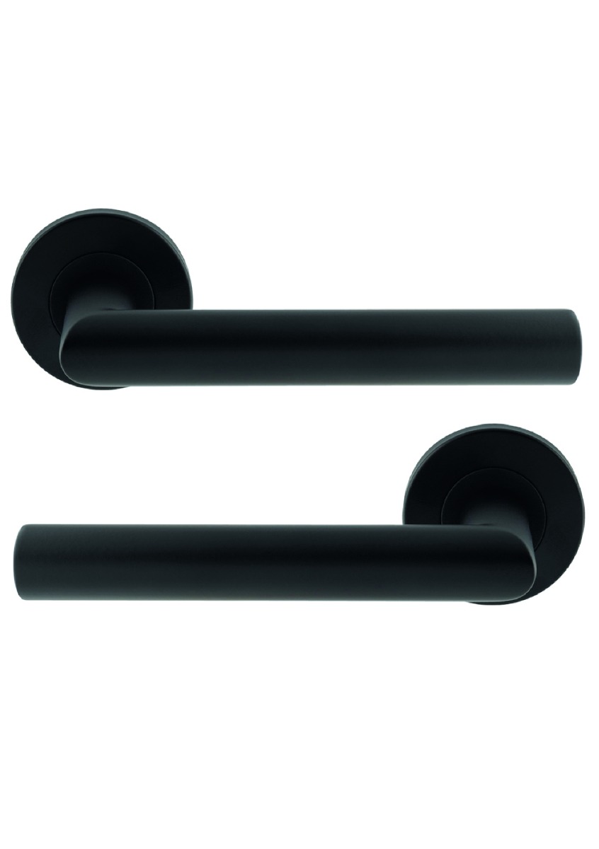 Eurospec Mitred Round Bar Door Handle on Sprung Rose CSL1192MB Matt Black