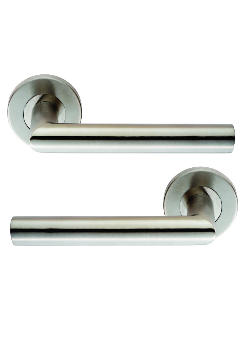 Eurospec CSL1192SSS Treviri 19mm Dia. Mitred Lever On Concealed Fix Sprung Round Rose G201 52mm Satin Stainless Steel