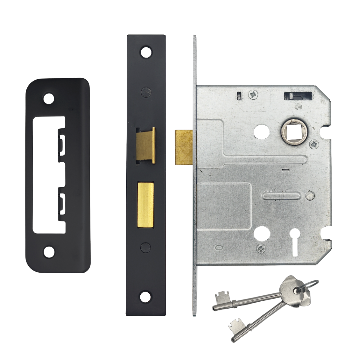IRONZONE Contract 3 Lever Sash Lock 76mm with 57mm Backset Reversable Latch Black