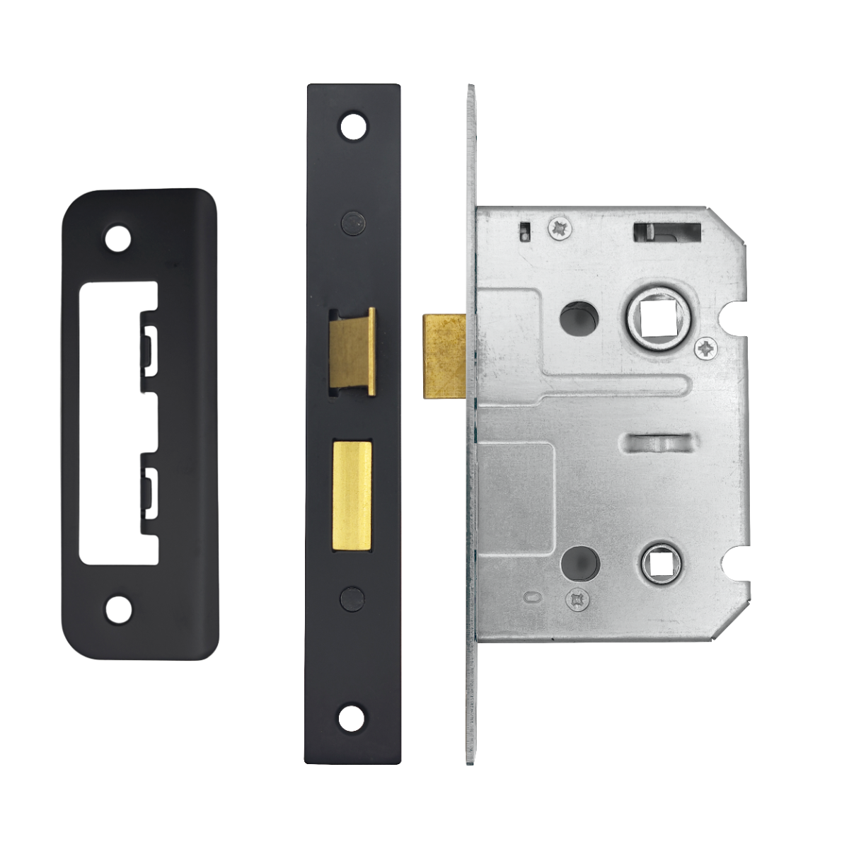 IRONZONE Contract Bathroom Sash Lock 64mm with 45mm Backset Reversable Latch Black