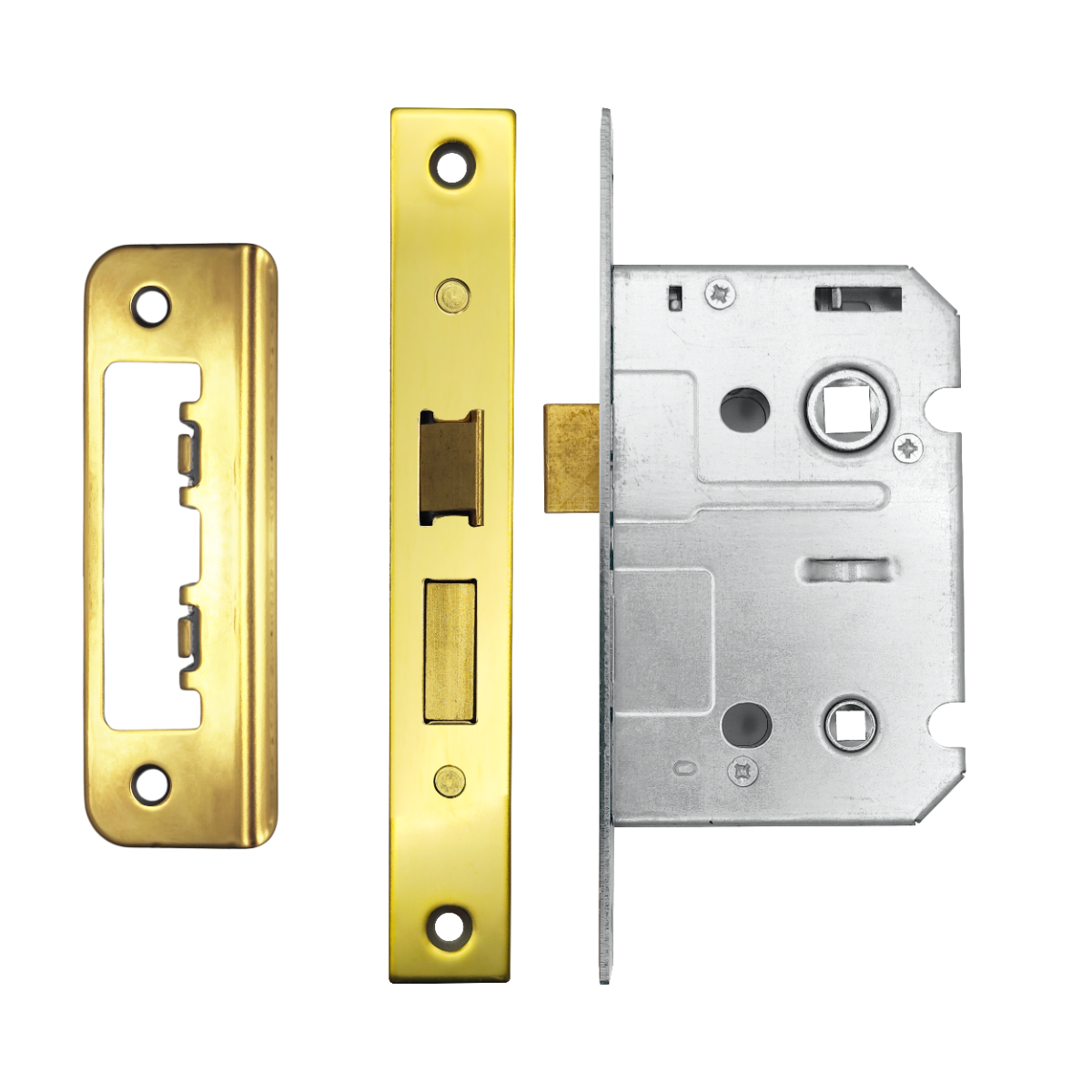 IRONZONE Contract Bathroom Sash Lock 64mm with 45mm Backset Reversable Latch Polsihed Brass