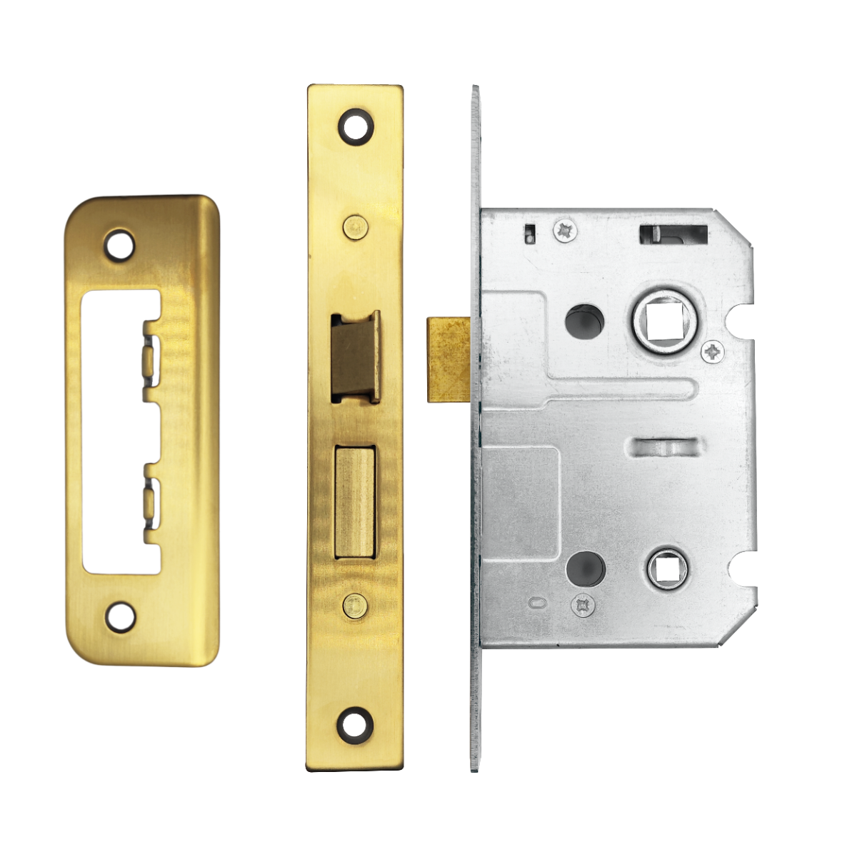 IRONZONE Contract Bathroom Sash Lock 64mm with 45mm Backset Reversable Latch Satin Brass