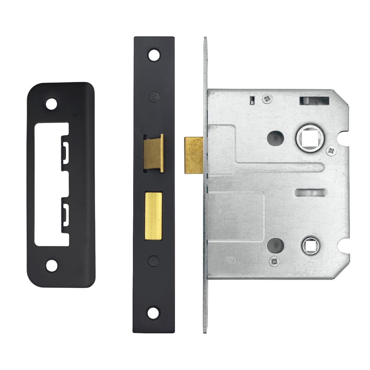 IRONZONE Contract Bathroom Sash Lock 76mm with 57mm Backset Reversable Latch Black