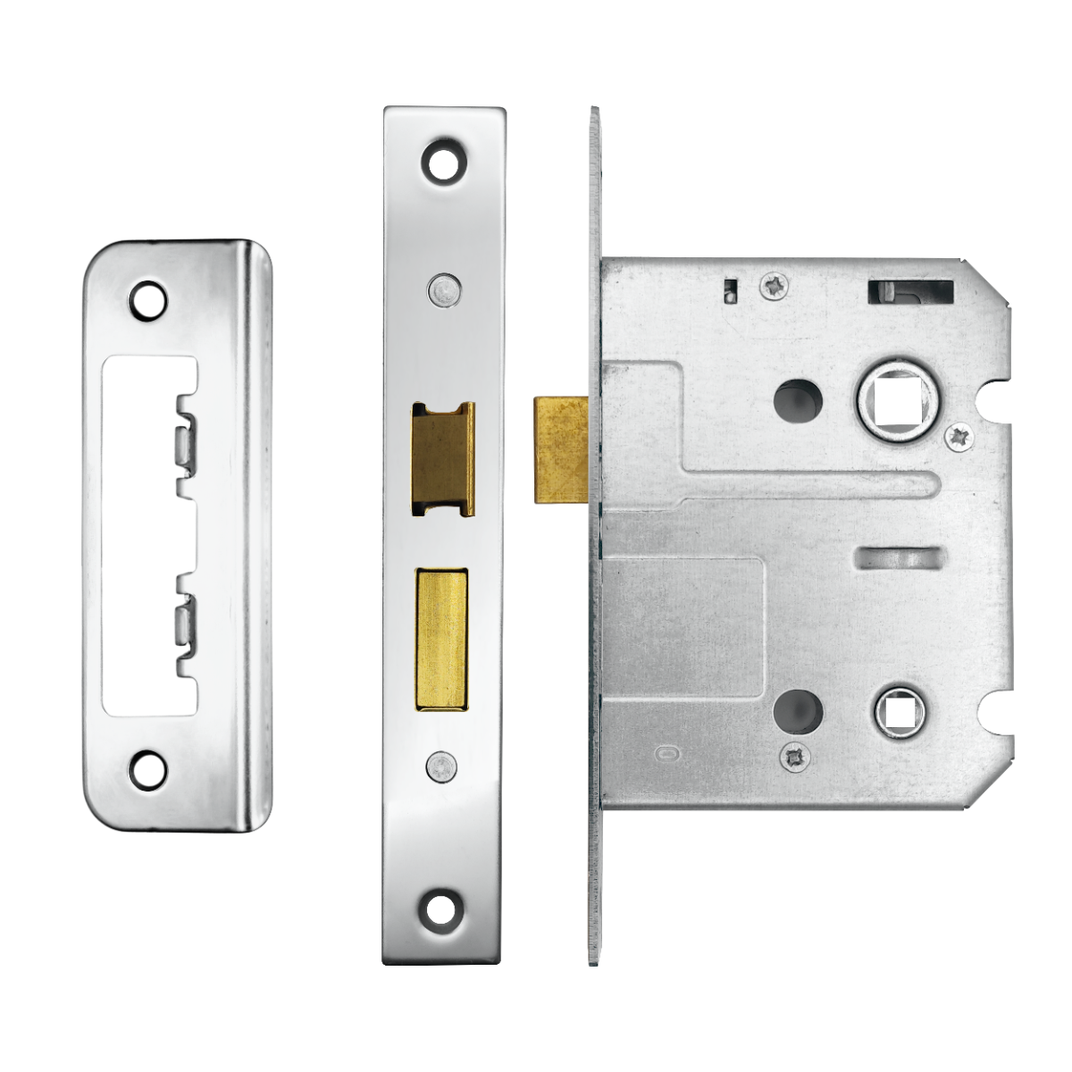 IRONZONE Contract Bathroom Sash Lock 76mm with 57mm Backset Reversable Latch Polished Chrome