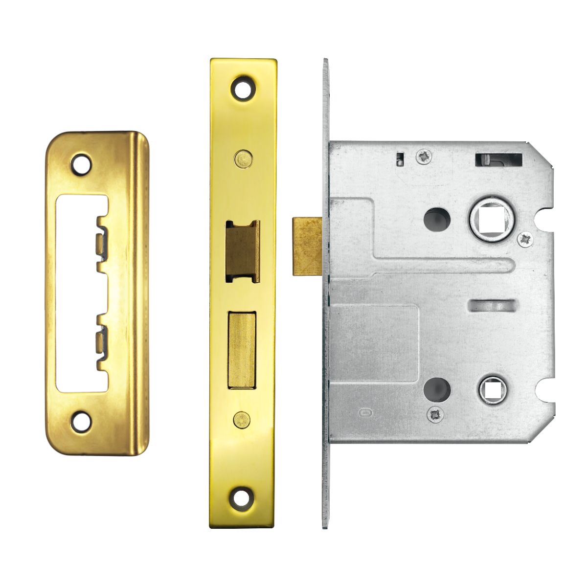 IRONZONE Contract Bathroom Sash Lock 76mm with 57mm Backset Reversable Latch Polsihed Brass