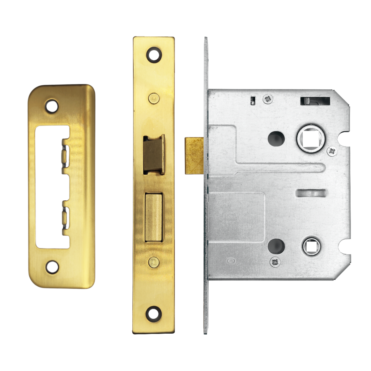 IRONZONE Contract Bathroom Sash Lock 76mm with 57mm Backset Reversable Latch Satin Brass