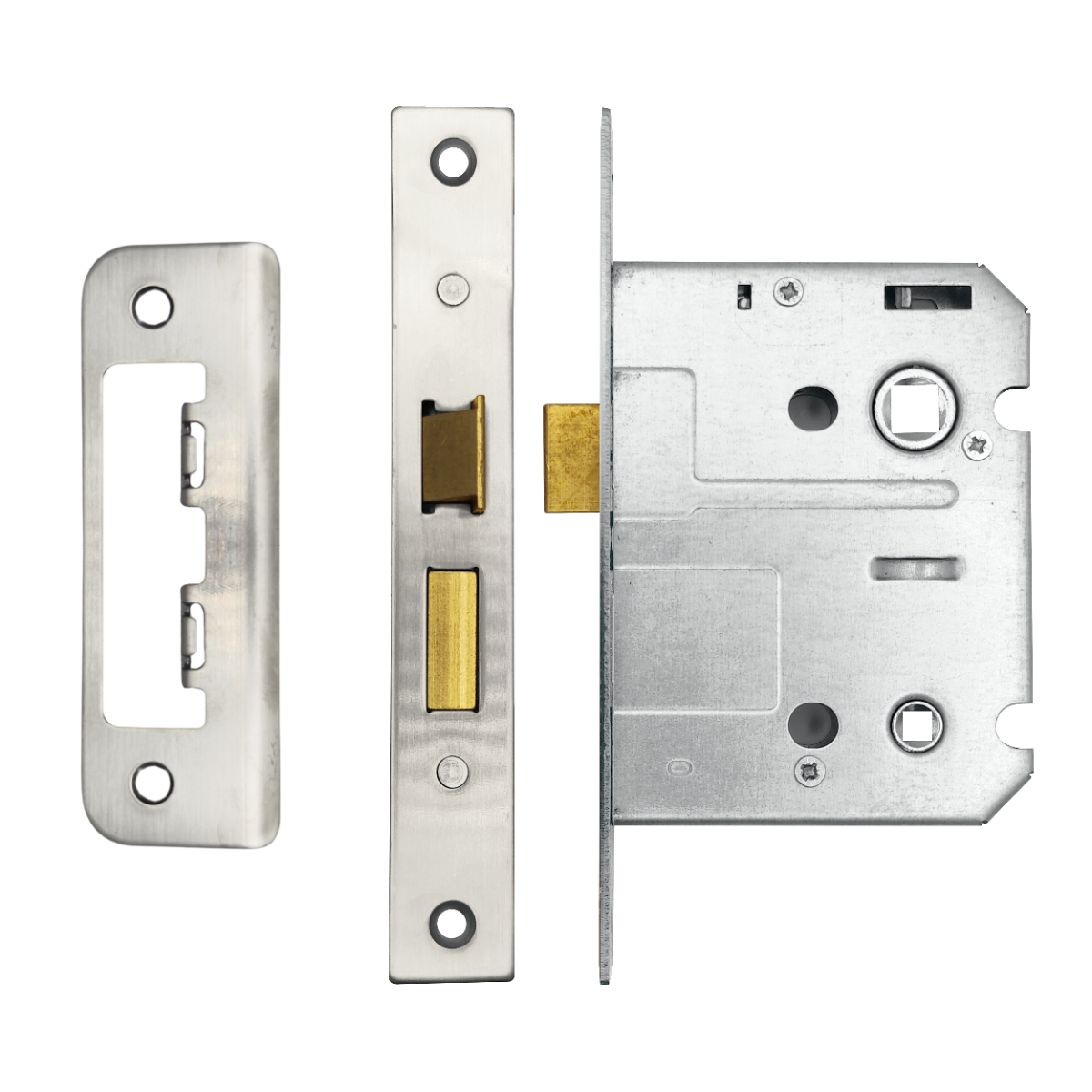 IRONZONE Contract Bathroom Sash Lock 76mm with 57mm Backset Reversable Latch Satin Nickel