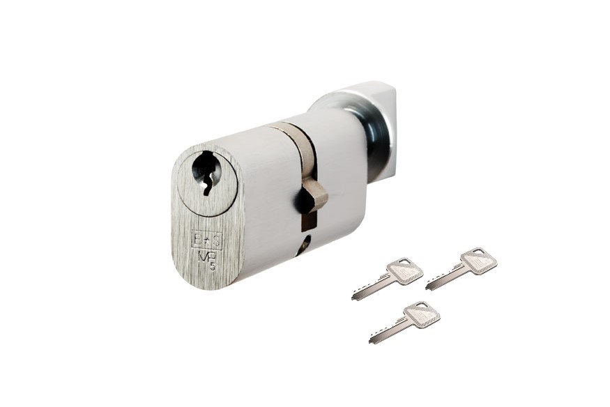 Eurospec CYB78380SC Oval Standard Turn Cylinder 80mm - Umk Satin Chrome
