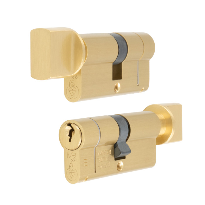 Eurospec CYF77370SB Mpx6 Euro Cylinder & Turn 70mm Master Keyed Workshop Satin Brass