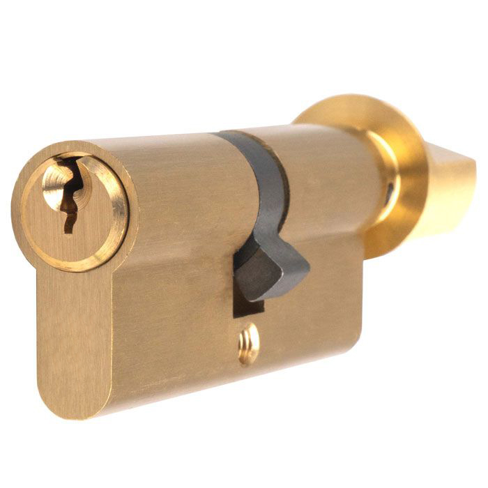 IRONZONE Architectural Euro Profile Cylinder 70mm 35/35 with Turn Keyed To Differ Satin Brass