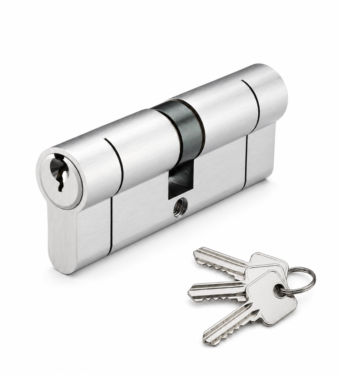 IRONZONE Architectural Euro Profile Cylinder 80mm 40/40 Double Keyed Alike Satin Chrome