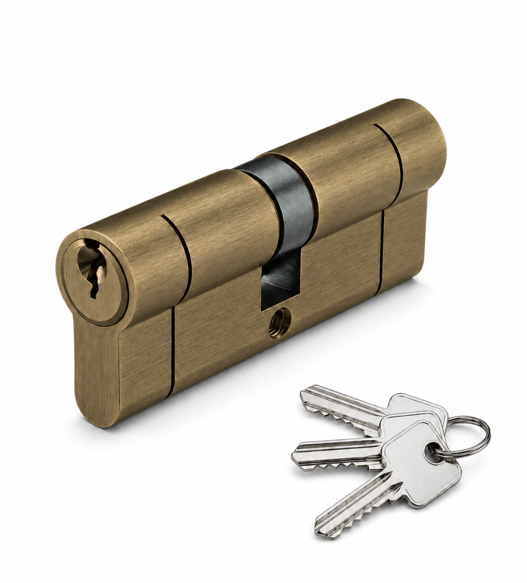 IRONZONE Architectural Euro Profile Cylinder 90mm 45/45 Double Keyed Alike Antique Brass
