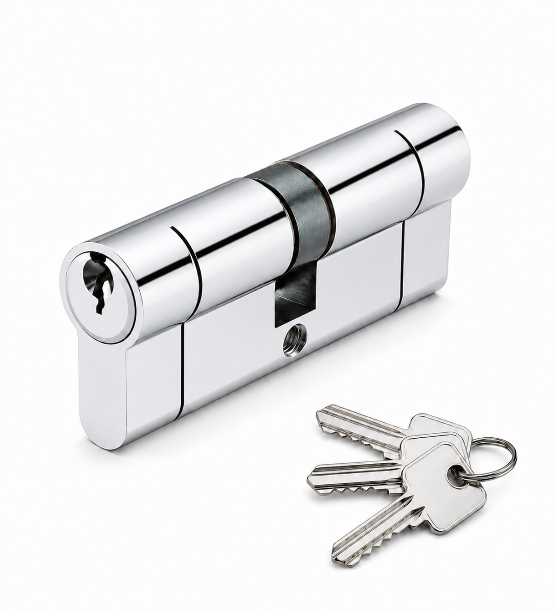IRONZONE Architectural Euro Profile Cylinder 80mm 40/40 Double Keyed To Differ Polished Chrome