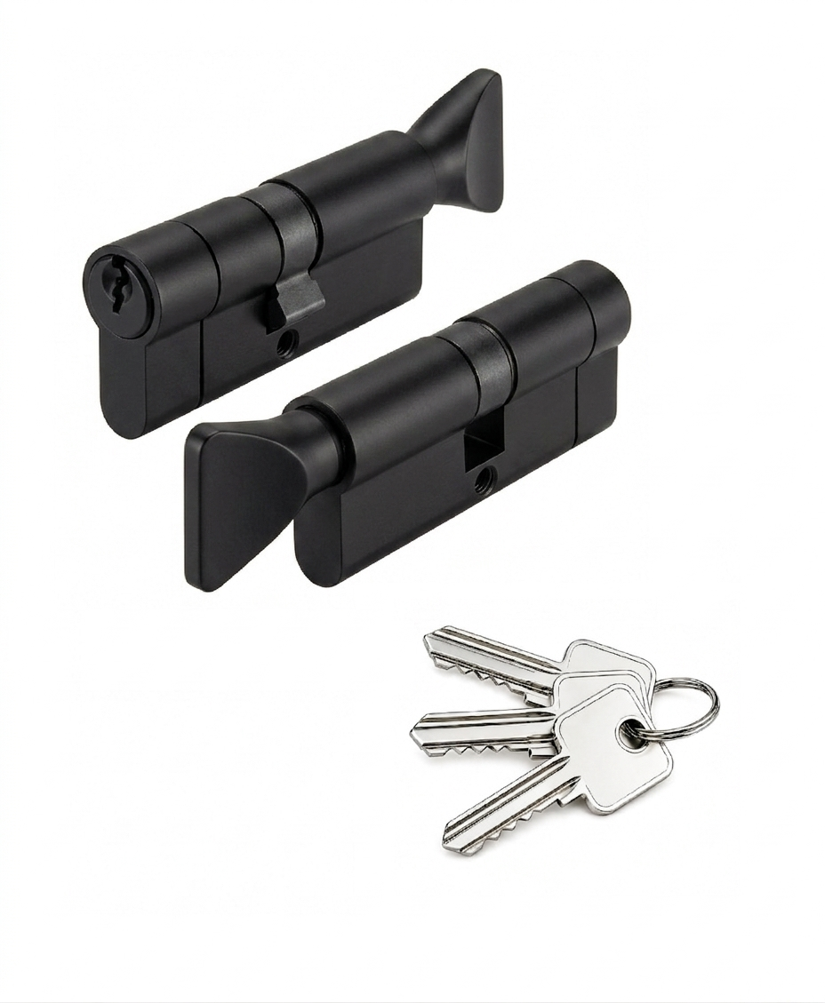 IRONZONE Architectural Euro Profile Cylinder 90mm 45/45 with Turn Keyed Alike Black