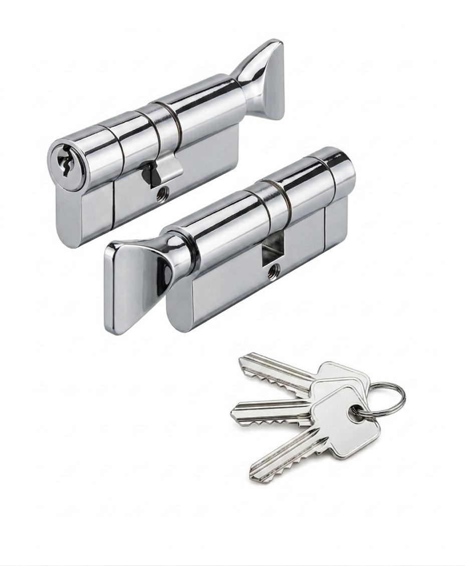 IRONZONE Architectural Euro Profile Cylinder 90mm 45/45 with Turn Keyed Alike Polished Chrome