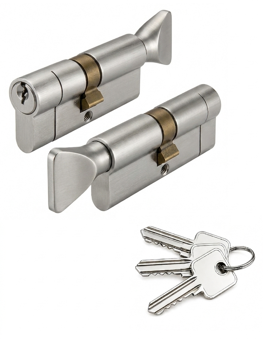 IRONZONE Architectural Euro Profile Cylinder 90mm 45/45 with Turn Keyed To Differ Satin Chrome