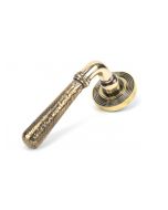 From The Anvil 50039 Aged Brass Hammered Newbury Lever on Rose Set (Beehive) - Unsprung Aged Brass