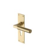 Heritage Brass BAU7348-SB Door Handle for Euro Profile Plate Bauhaus Design Satin Brass finish