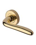Heritage Brass COL1762-PB Door Handle Lever Latch on Round Rose Columbus Design Polished Brass finish