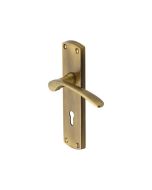 Heritage Brass DIP7800-AT Door Handle Lever Lock Diplomat Design Antique Brass finish