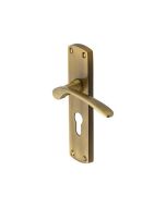 Heritage Brass DIP7848-AT Door Handle for Euro Profile Plate Diplomat Design Antique Brass finish