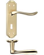 Fulton & Bray FB041SBPB Lincoln Lever Lock (57mm c/c) Furniture 180 x 48mm Satin Brass / Polished Brass