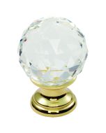 Fingertip FTD670BCTB Ftd Crystal Faceted Knob With Finished Base 30mm Polished Brass