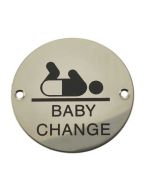 Frelan JS107 Baby change pictogram 75mm JS107PSS Polished Stainless Steel